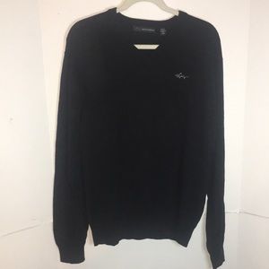 GREG NORMAN BLACK V NECK GOLF SWEATSHIRT 100% COTTON SIZE L
